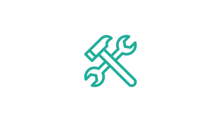 Green hammer and wrench icon.